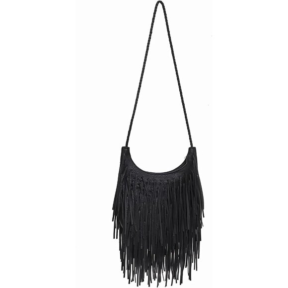 Handbags - Crossbody Purse Faux Leather Tassel Small Boho Chic for Wedding Party